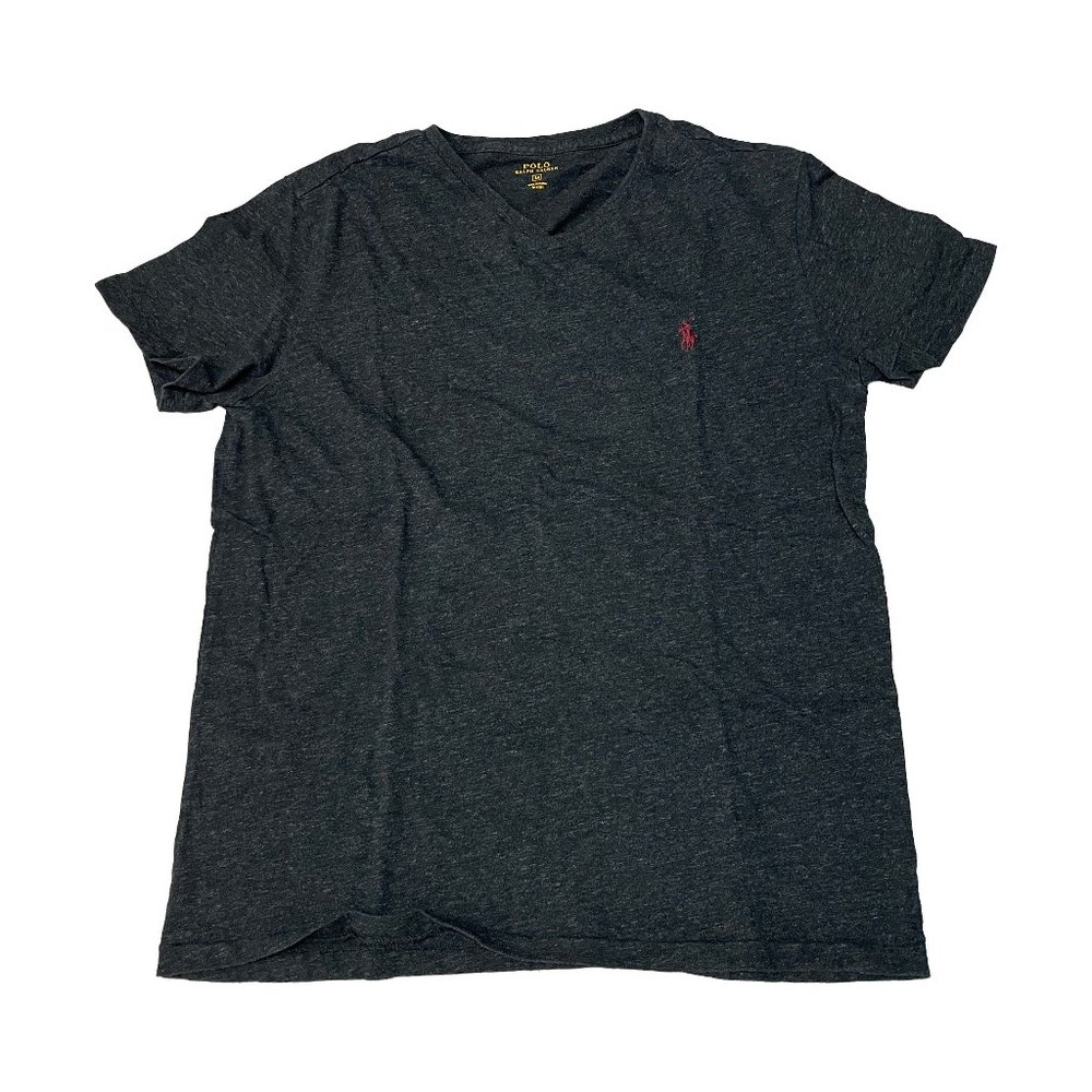 Polo Ralph Lauren Men's V-Neck T-Shirt Size Medium Black Tee Red Horse